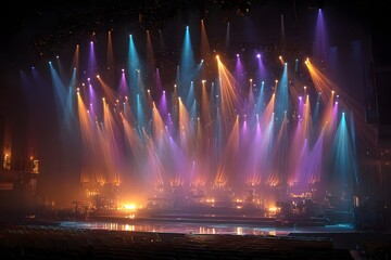 Vibrant Stage Lighting at Concert Venue for Live Performance and Events