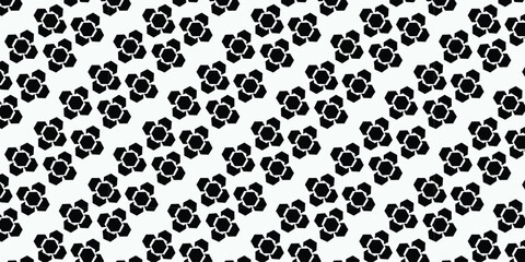 Minimalist Black and White Floral Geometric Repeat Pattern