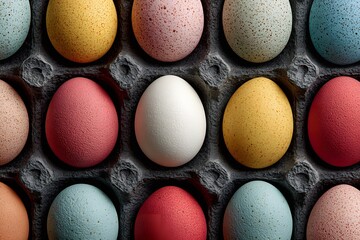 Colorful Easter Eggs in Carton - Festive Spring Decoration for Holiday Design