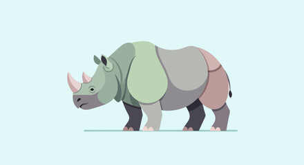 Obraz premium Stylized Rhinoceros Illustration With Modern Color Palette And Design