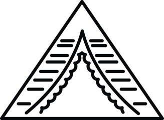 Wigwam tent vector line drawing for outdoor adventure and travel logo © anatolir