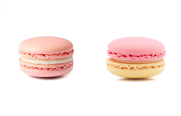 Macaron cookies isolated on white background.