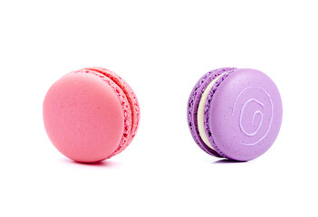 Macaron cookies isolated on white background.