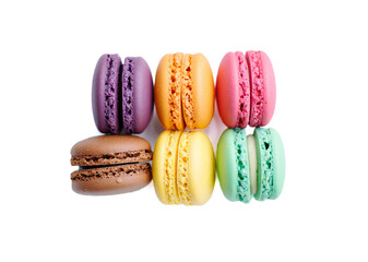 Macaron cookies isolated on white background.