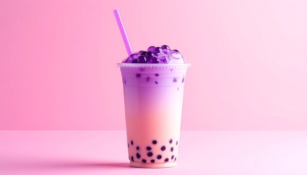 Refreshing taro pearl smoothie drink