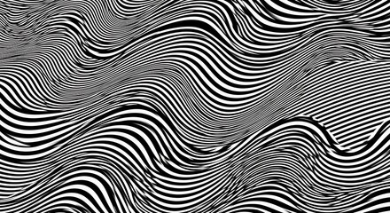 Abstract Wavy Lines - A Mesmerizing Optical Illusion in Black and White.