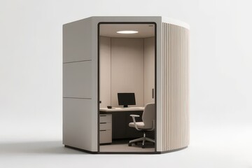 Fototapeta premium Private booth, silent productivity space, isolated on white background 