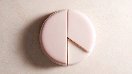 Minimalist round dessert with smooth pale pink glaze, perfect geometry, soft shadows, calm luxury aesthetic, modern editorial food photography