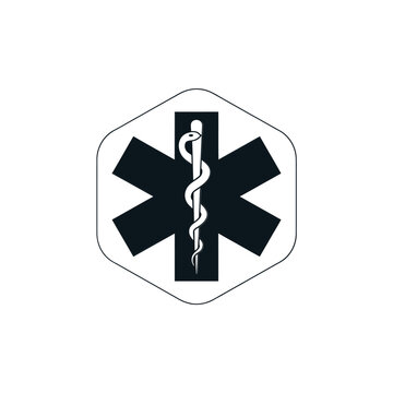 emergency medical services logo with rod of asclepius in star of life