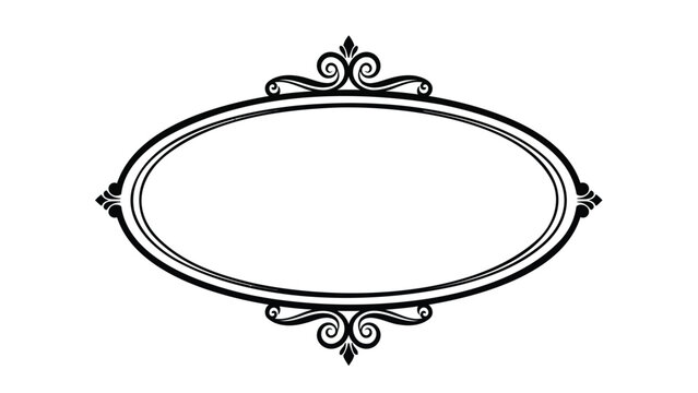 Elegant oval frame with ornate scrollwork design elements and floral motifs on white background for graphic design