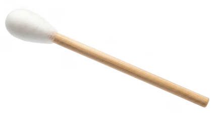 Single cotton swab with white fluffy tip and natural wood stick isolated on a transparent background