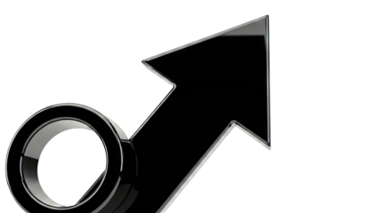 Glossy Black Arrow Pointing Upwards