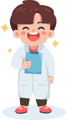 Happy Scientist Boy with Clipboard