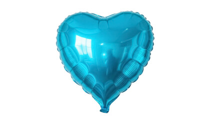 Shiny blue heart balloon isolated PNG on transparent background, love and celebration concept for...