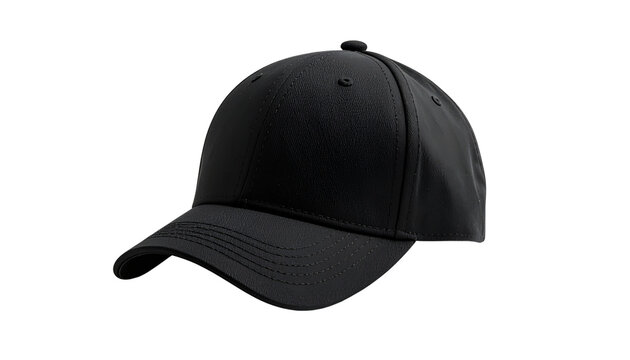 Stylish Black Peaked Cap on White Background for Fashion Design and Mockups isolated on solid white background2