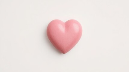 Fototapeta premium Delicate pink heart shaped candy on white background valentine's day treat sweet isolated dessert