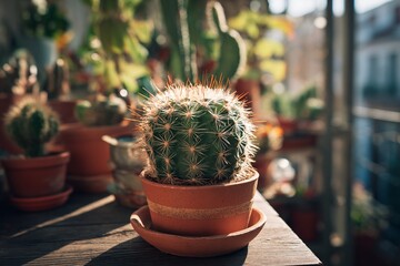 Cactus on a table background