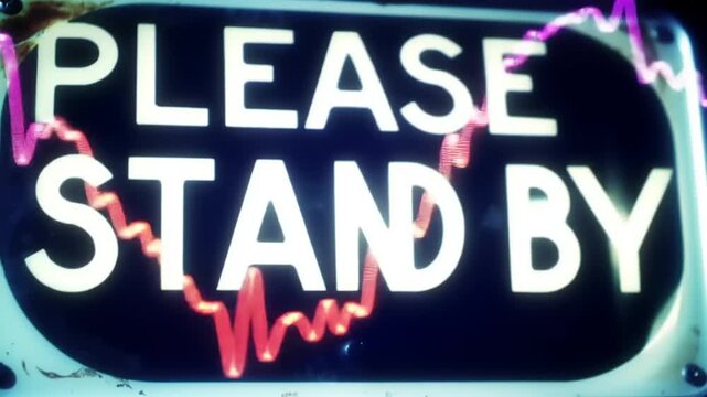 Please Stand By Sign with Glitch Effect.