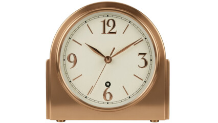 Elegant gold table clock PNG isolated on transparent background, vintage timepiece with classic design for decoration and timekeeping