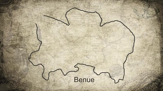 Benue map drawn on a cartography background sheet of paper