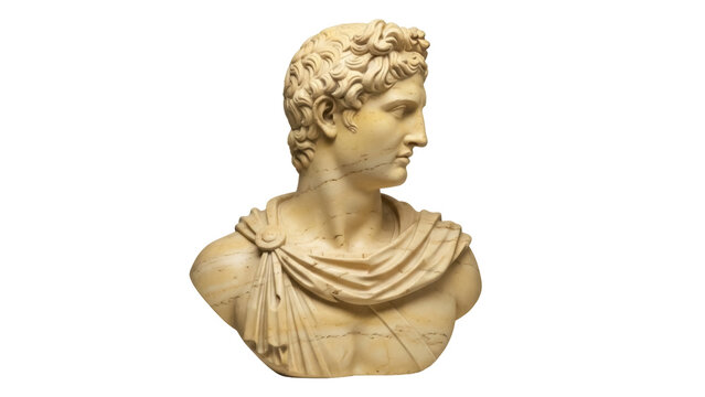 Bust of Antinous isolated PNG on transparent background, ancient Roman sculpture of Hadrian s lover, classical art for historical design - Powered by Adobe