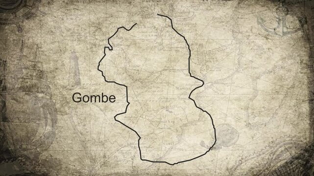 Gombe map drawn on a cartography background sheet of paper