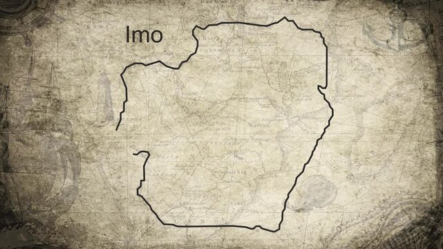 Imo map drawn on a cartography background sheet of paper