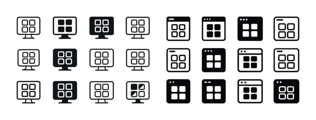 Minimalist grid icon set for desktop and browser applications