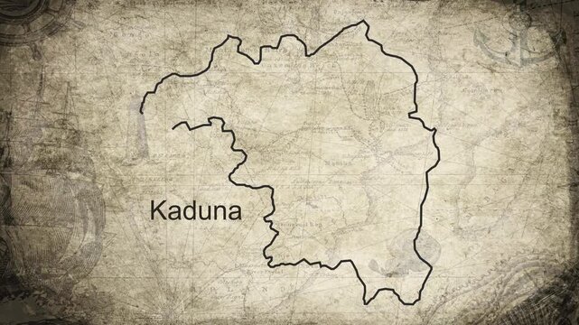 Kaduna map drawn on a cartography background sheet of paper
