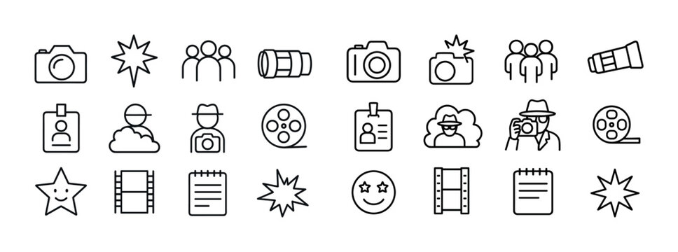 Camera icons and film symbols illustration