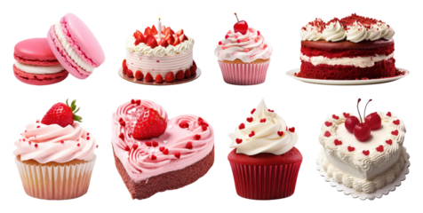 PNG Delicious pink and red desserts, transparent background