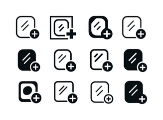 Fototapeta premium Mirror Icon Variations. Adding a new mirror in the bathroom. Icon set. Set Logo of adding a new mirror in the bathroom: mirror reflection symbol. harmonious