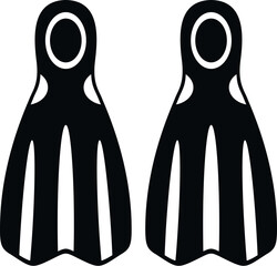 Pair of black swim fins for diving and snorkeling activities © anatolir