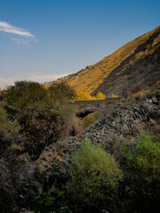 Yerevan Suspension Bridge, Armenia, view in autumn. High quality photo