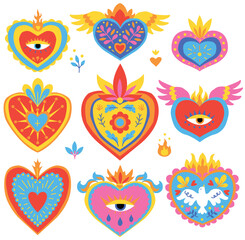 traditional mexican hearts set
