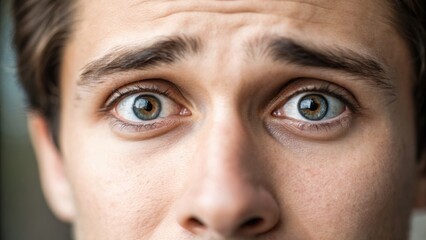 Mental Health for Entrepreneurs Intense close-up of a man&rsquo;s face, showcasing expressive eyes and emotional depth.