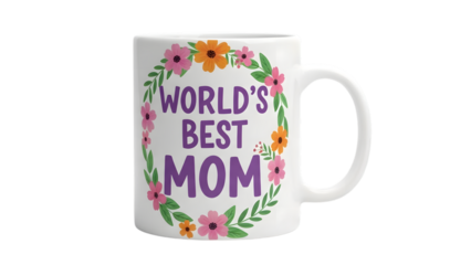 World's best mom mug mother's day gift idea isolated on transparent background