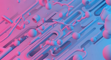 Abstract 3D Rendering of Neon Shapes.