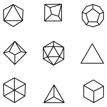 Polyhedral RPG Dice Icon Set Including D4, D6, D8, D10, D12 and D20 &ndash; Tabletop and Board Game Vector Illustration