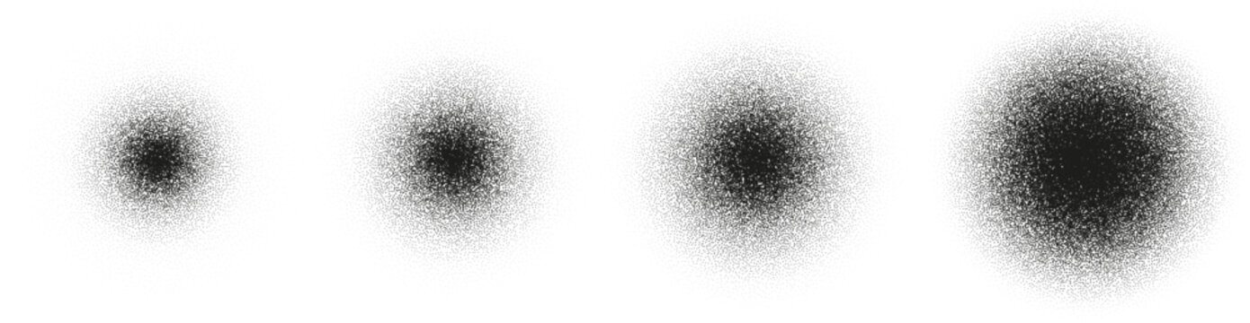 Spray dot noise vector element isolated in white background. Grain circle texture spot. Dissolve radial effect.