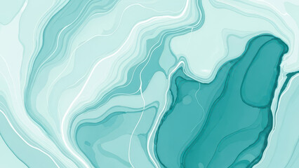 Pastel cyan mint liquid marble watercolor background with white lines and brush stains. Teal turquoise marbled alcohol ink drawing effect. Vector illustration backdrop, watercolour wedding invitation