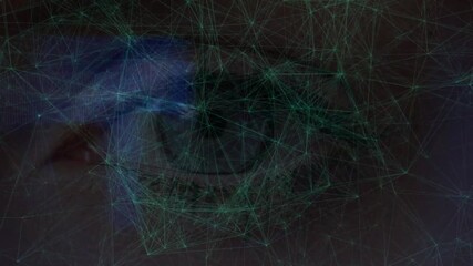 Animation of network of connections over eye - Powered by Adobe