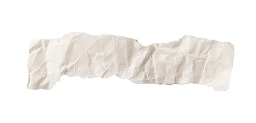 Obraz premium Wide torn white paper strip with deep crumpled texture, visible folds, and uneven teared edges.