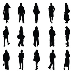 Vector collection set of individual people silhouettes.