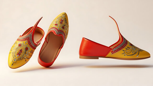 Traditional Moroccan Babouche Slippers Mockup Pointed Toe Floating