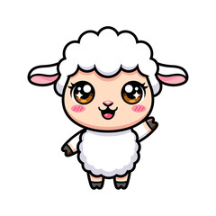 Obraz premium Cute cartoon sheep vector illustration on white background