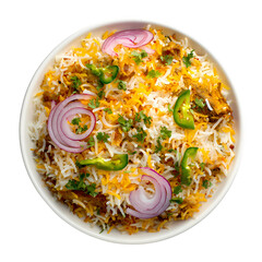 Delicious creamy peanut noodles with vegetables and herbs served on a plate isolated on transparent background