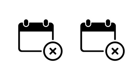 Calendar with cross symbol icon. Unavailable schedule, cancel event, and date with x mark sign