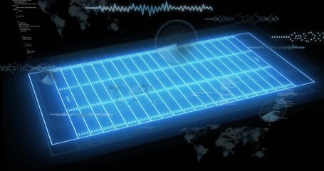 Composition of dna strand and data processing on black background - Powered by Adobe