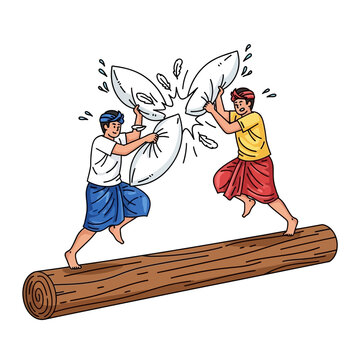 Sinhala Traditional Awurudu Sri Lanka Pillow Fighting Festival Celebrated with Joy and Merriment